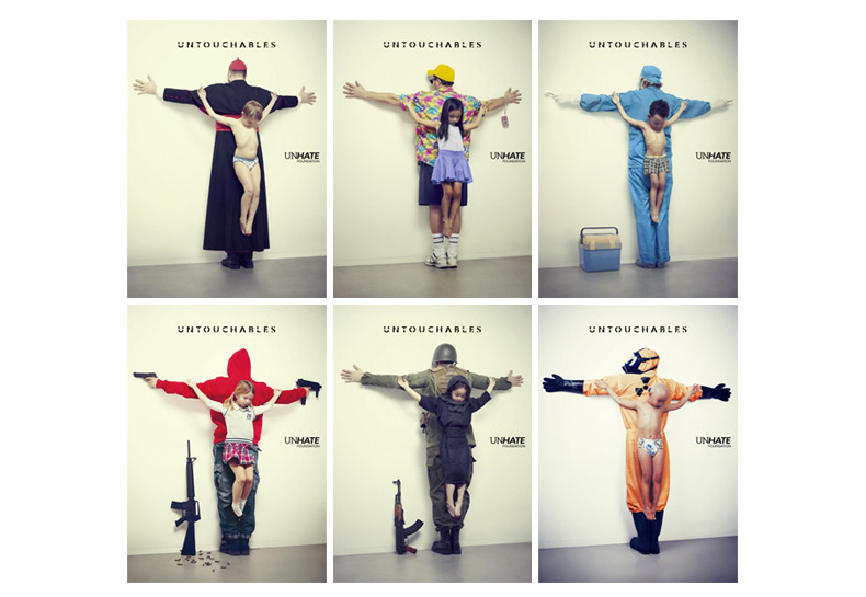 intocables art work by Erik Ravelo showing different types of Child abuse